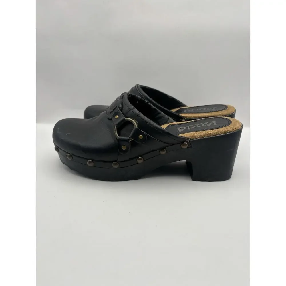 Mudd Y2K Chunky Black Platform Clogs Women Size 8